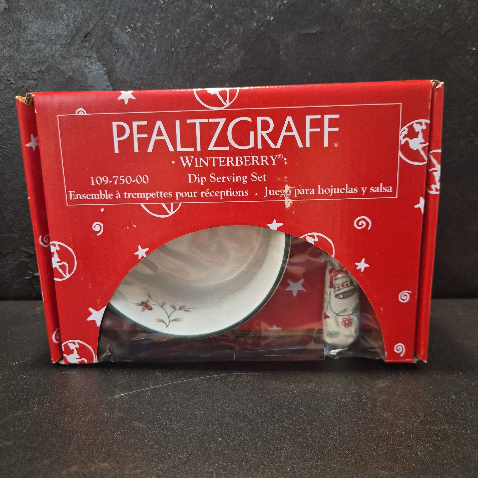 VINTAGE Pfaltzgraff Winterberry 12oz Dip Bowl and Spreader Set NEW IN BOX