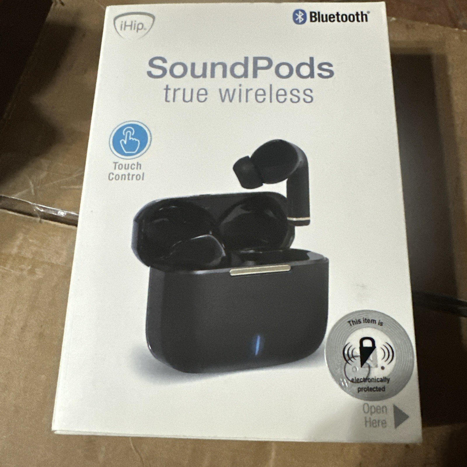 iHip SoundPods True Wireless Earbuds Bluetooth Headphones Black Built-In Mic