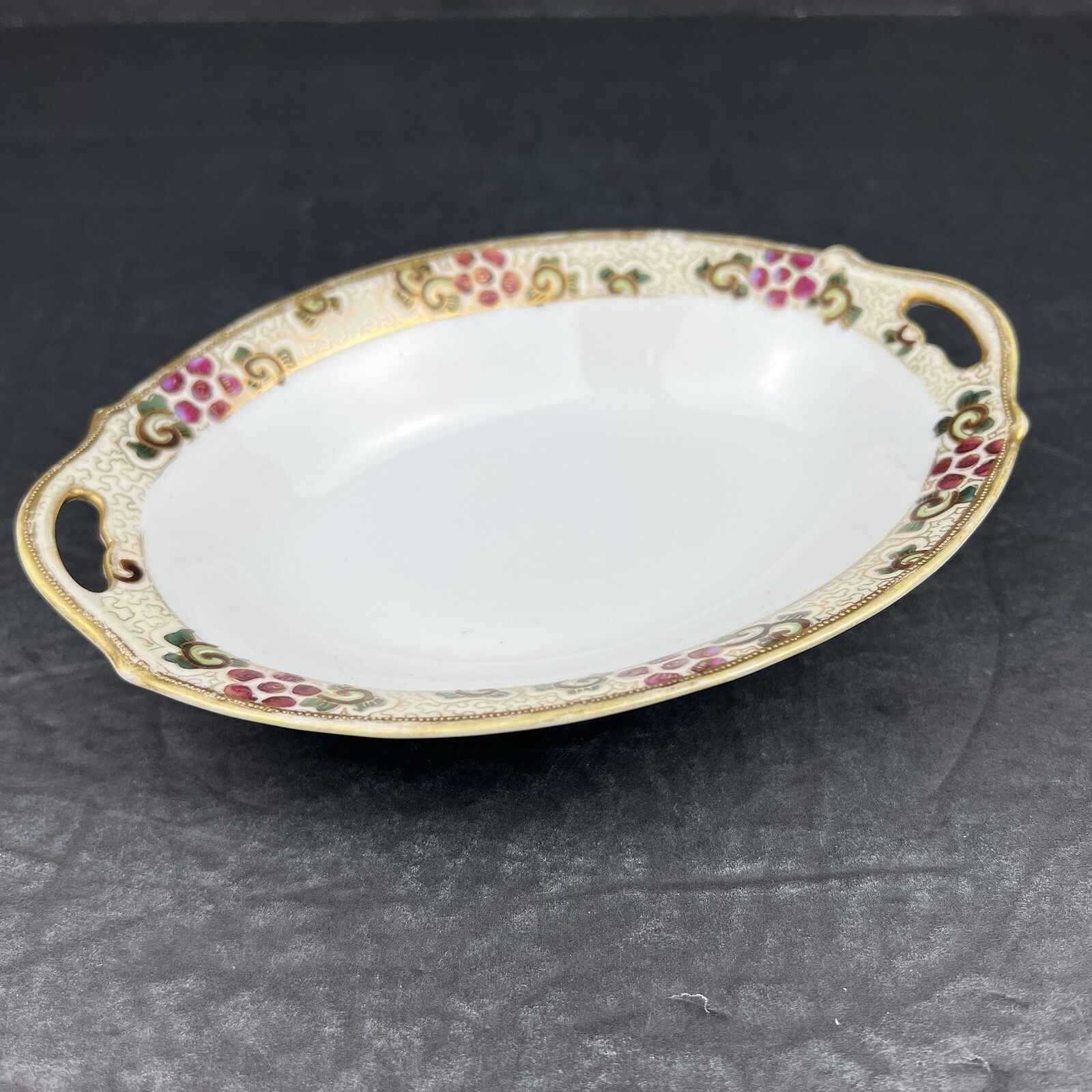 Vintage Hand Painted Nippon 7" Purple Flower Serving Dish