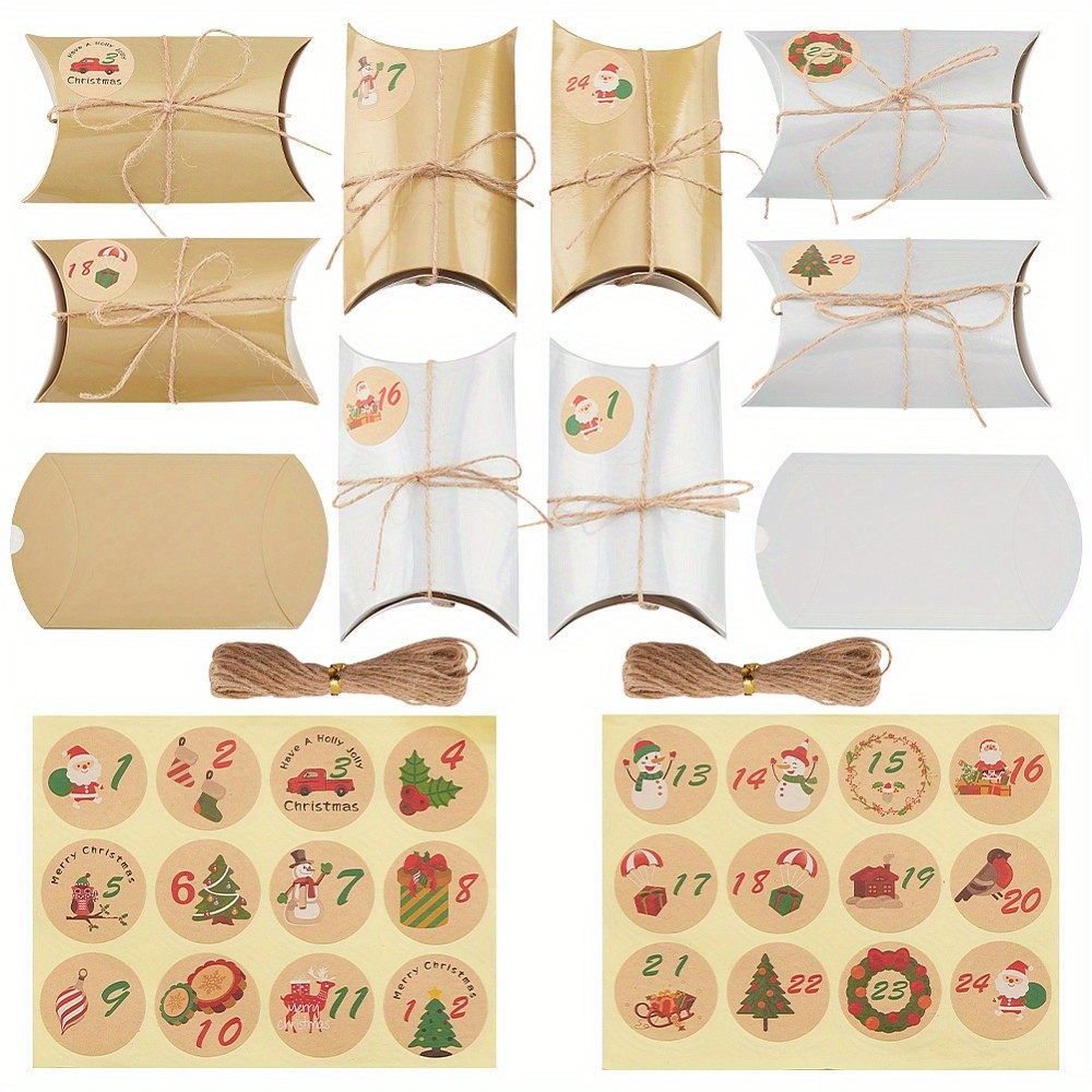 1set 24pcs Pillow Foldable Creative Christmas Paper box with Cord Round Dot