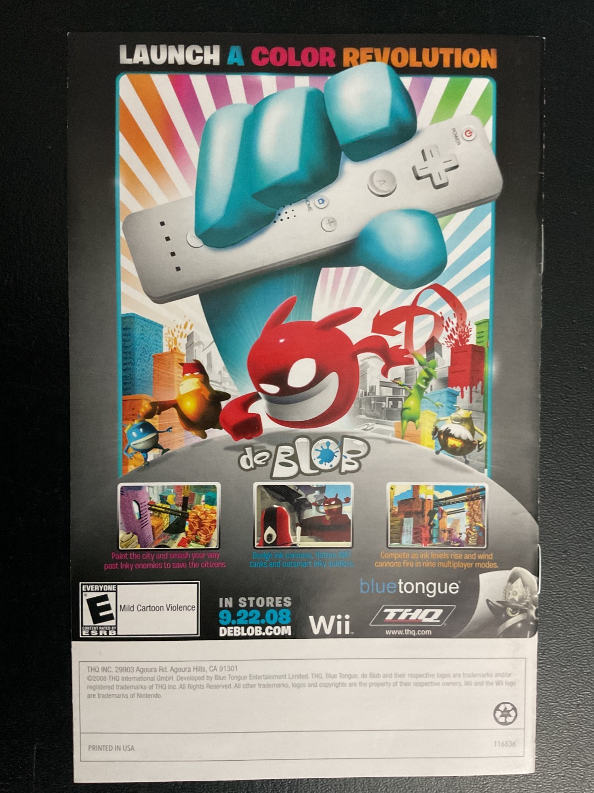 WWE Smackdown vs. RAW 2009 Nintendo Wii Instruction Manual Only