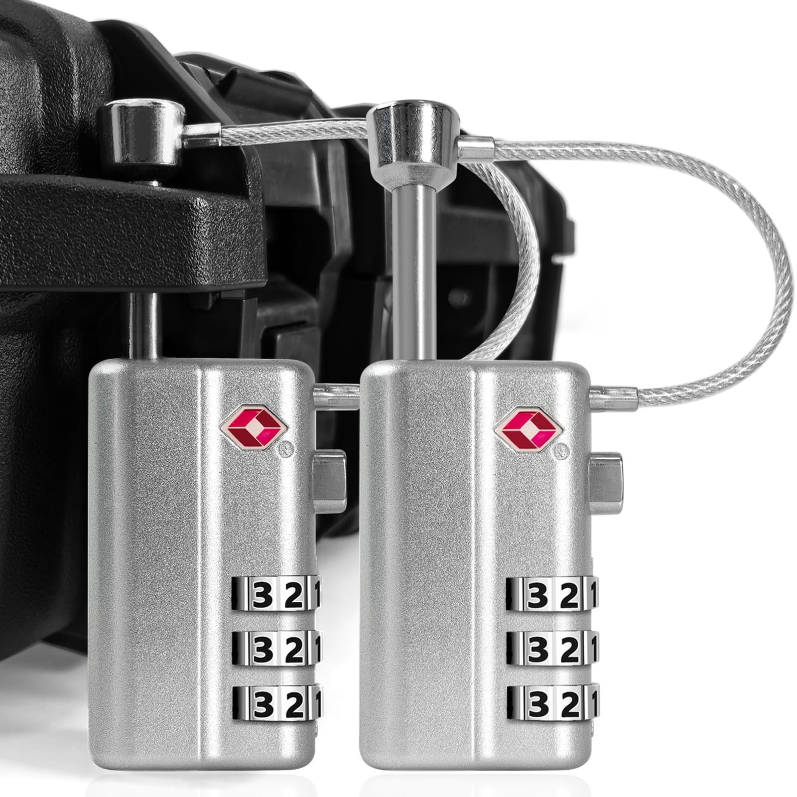 UPGRADED LAFENLIN Gun Case Lock - Adjustable Alloy 2 Pack, Silver - 2 Pack