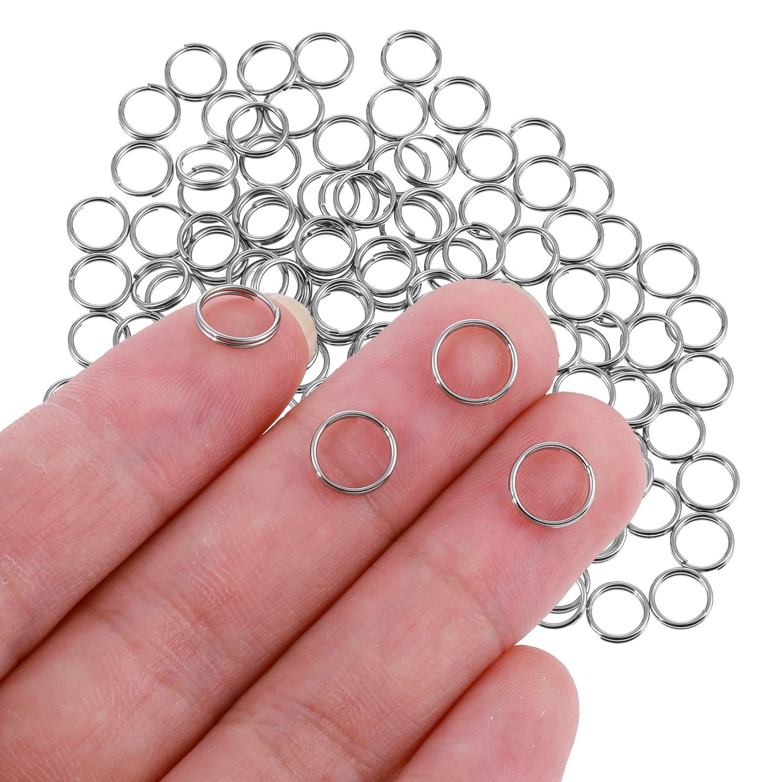 100 Pack 0.31 Inches Mini Jump Rings 8Mm Split Key Rings Stainless Steel Small S