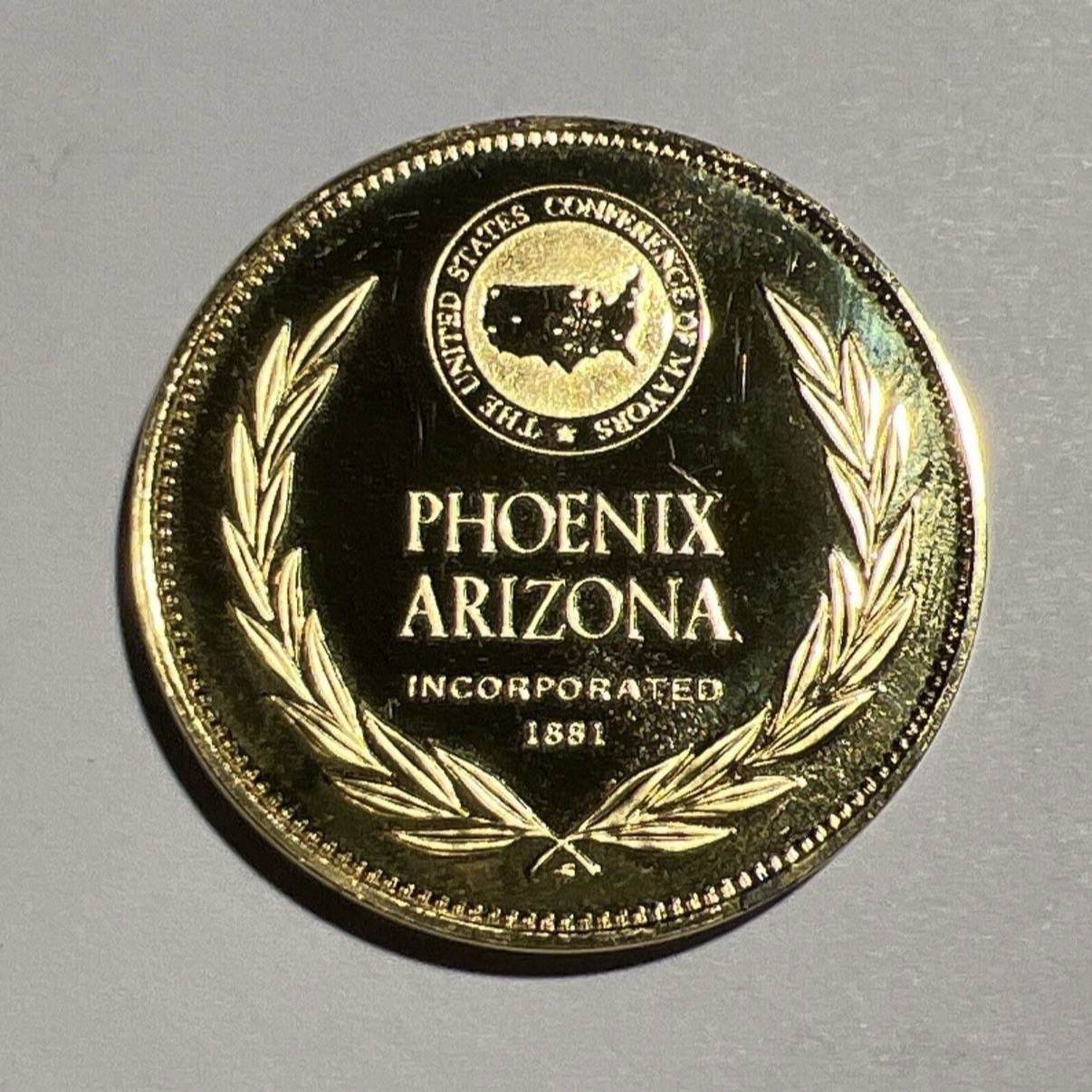 Sterling Silver Coin Featuring The Incorporation Of Arizona In 1881, Gold Plated