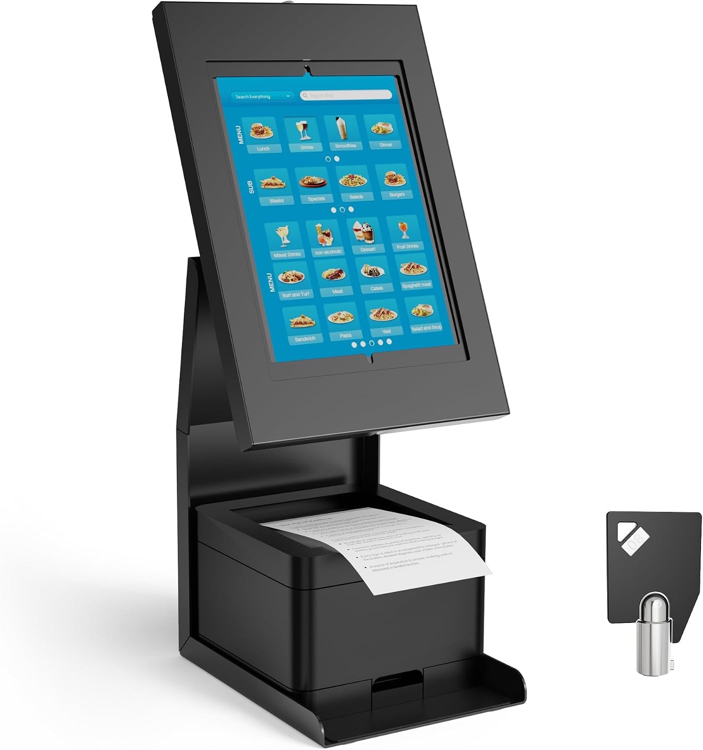 Mount-It iPad Kiosk Stand W/ Printer Shelf Locking Anti-Theft Tablet POS Stand