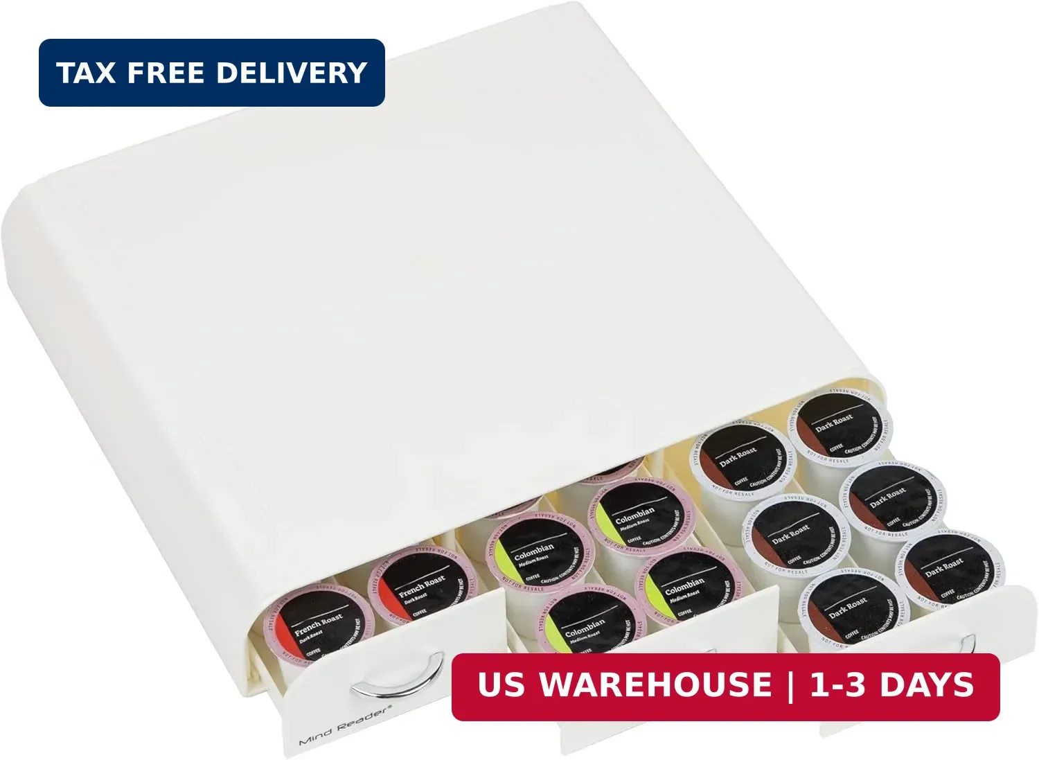 Single Serve Coffee Pod Organizer with 3 Drawers, 36 Pod Capacity, Countertop, 1