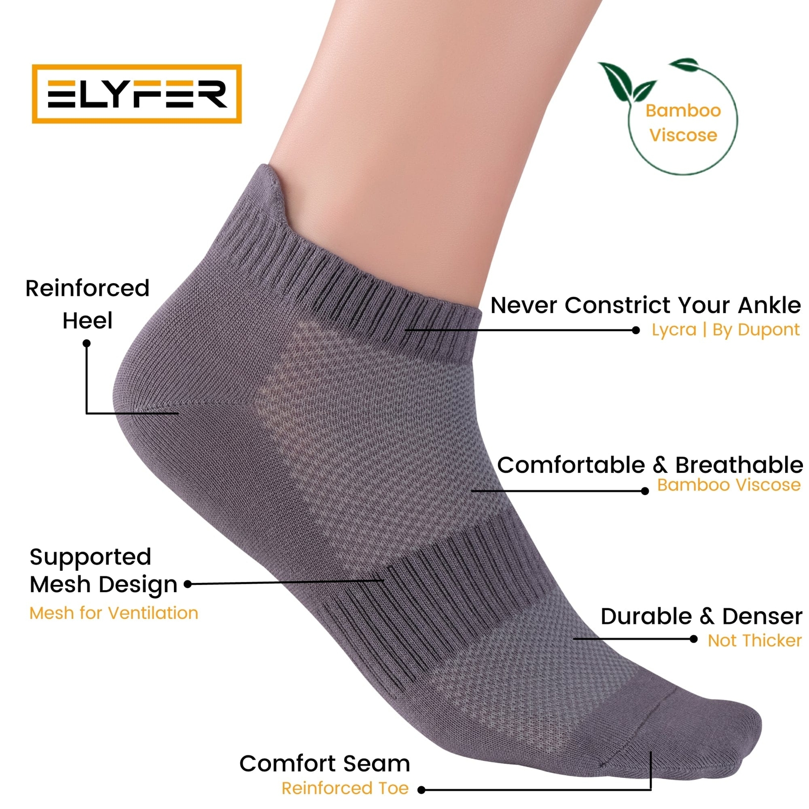 4 Pairs Unisex Bamboo Ankle Socks