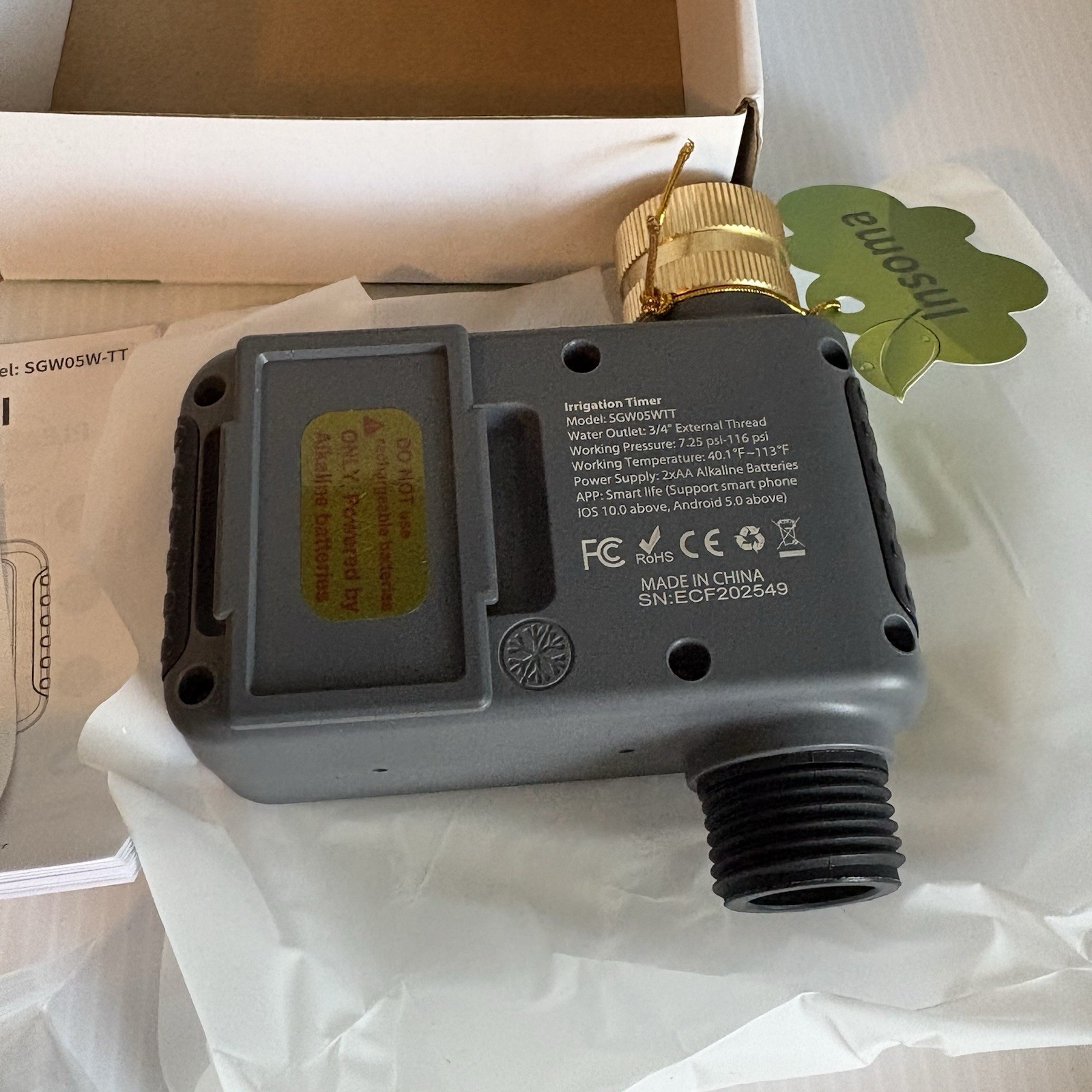 Insoma Smart Wifi Water Timer SGW05W-TT Open Box