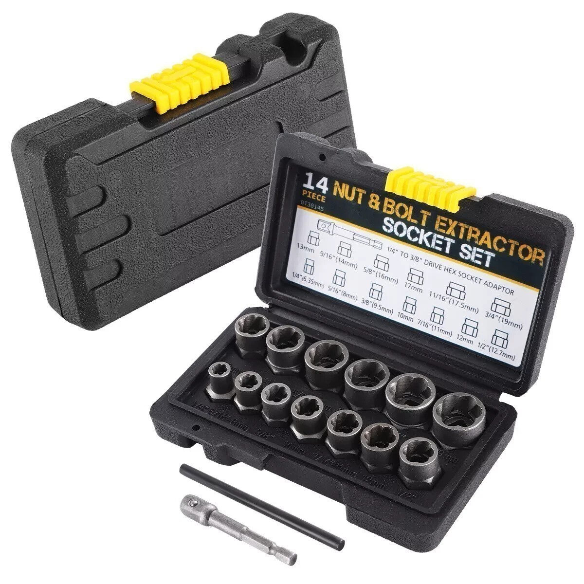 15Pcs Nut & Bolt Extractor Kit, of Bolt Removal Tool Set, Extractor Socket Tool