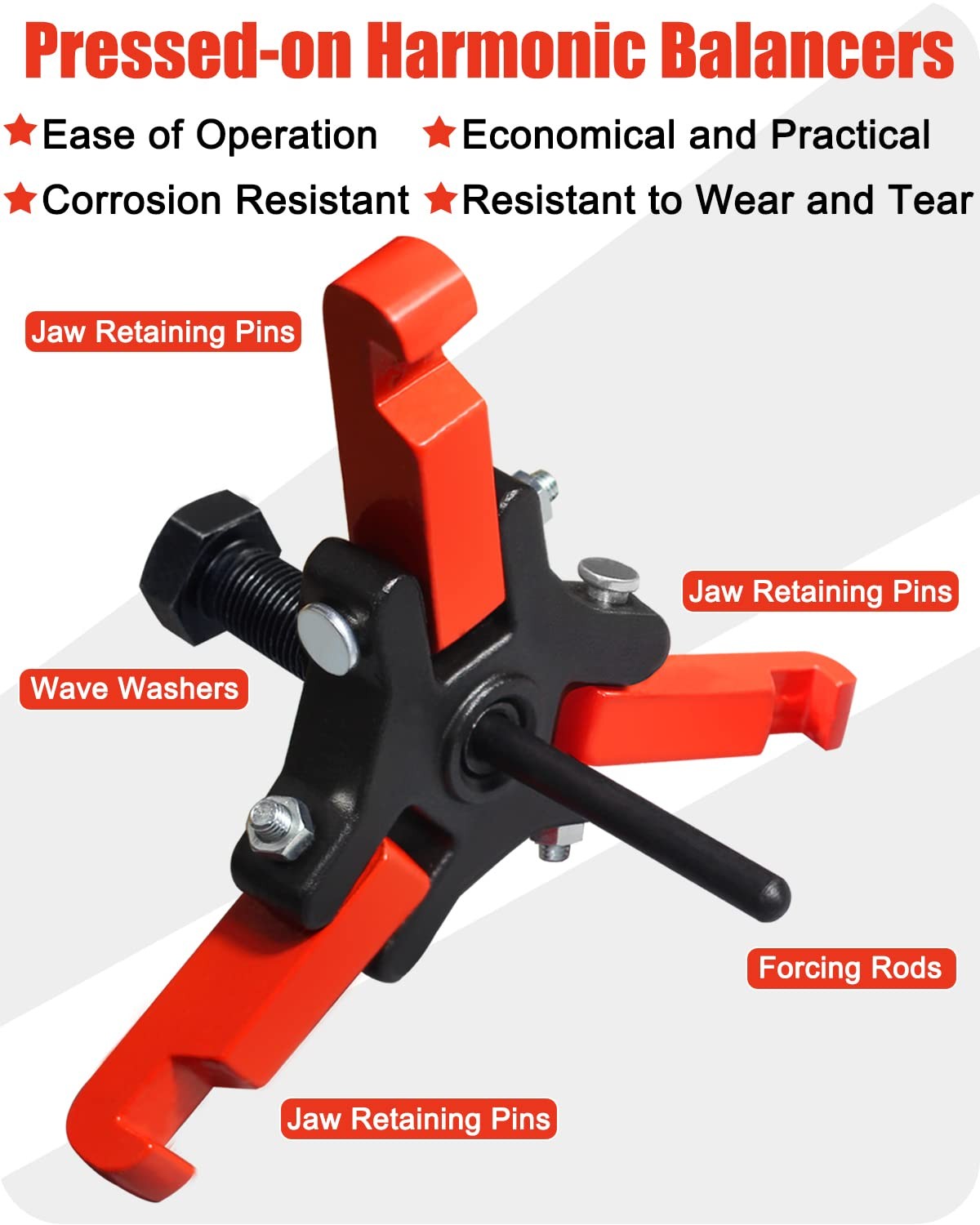 Harmonic Balancer Puller with Adjustable 3Jaw Puller Kit, Forcing Screw Fits ...