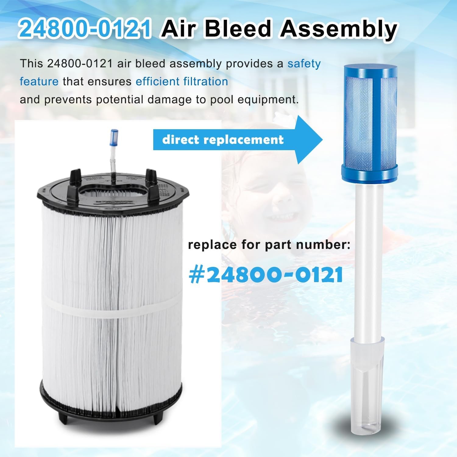 For Sta-Rite 24800-0121 Air Bleed Assembly, System 2 PLM Series Pool Sand Filter
