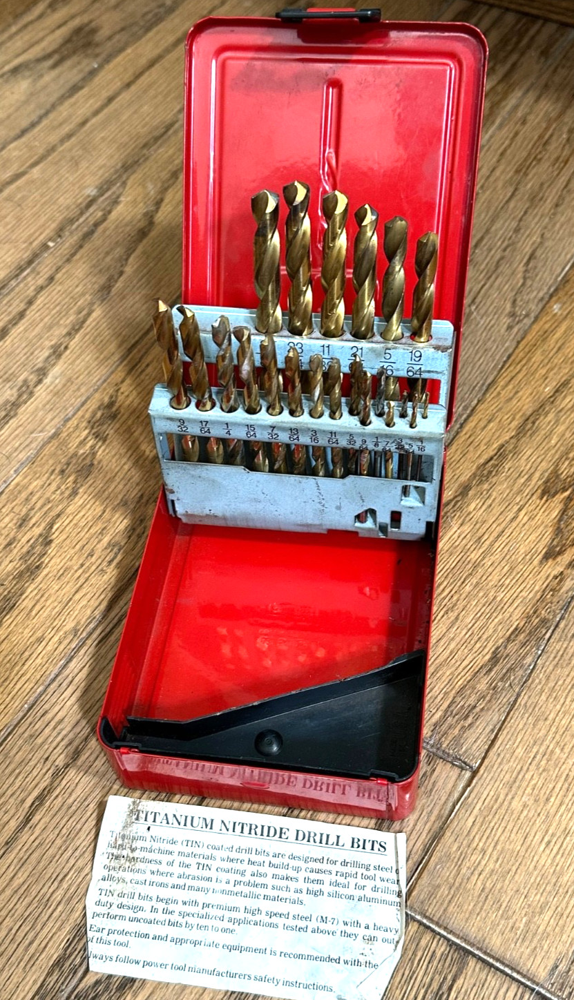 MAC Tools Titanium Coated Drill Bit Set 1/16"-3/8" Red Metal 21pc Index Case Lot