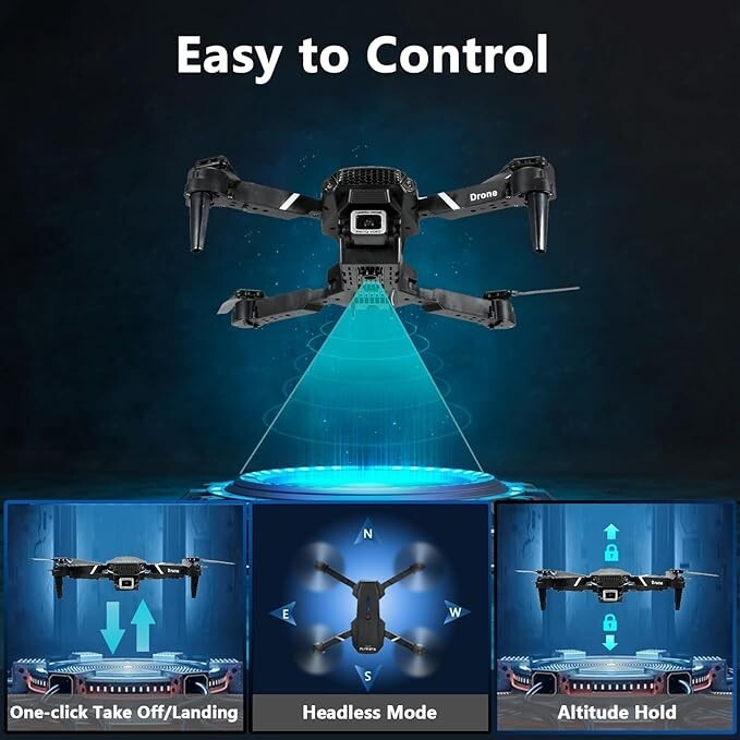 RC Drone With HD Dual Camera WiFi FPV Foldable Quadcopter +4 Battery