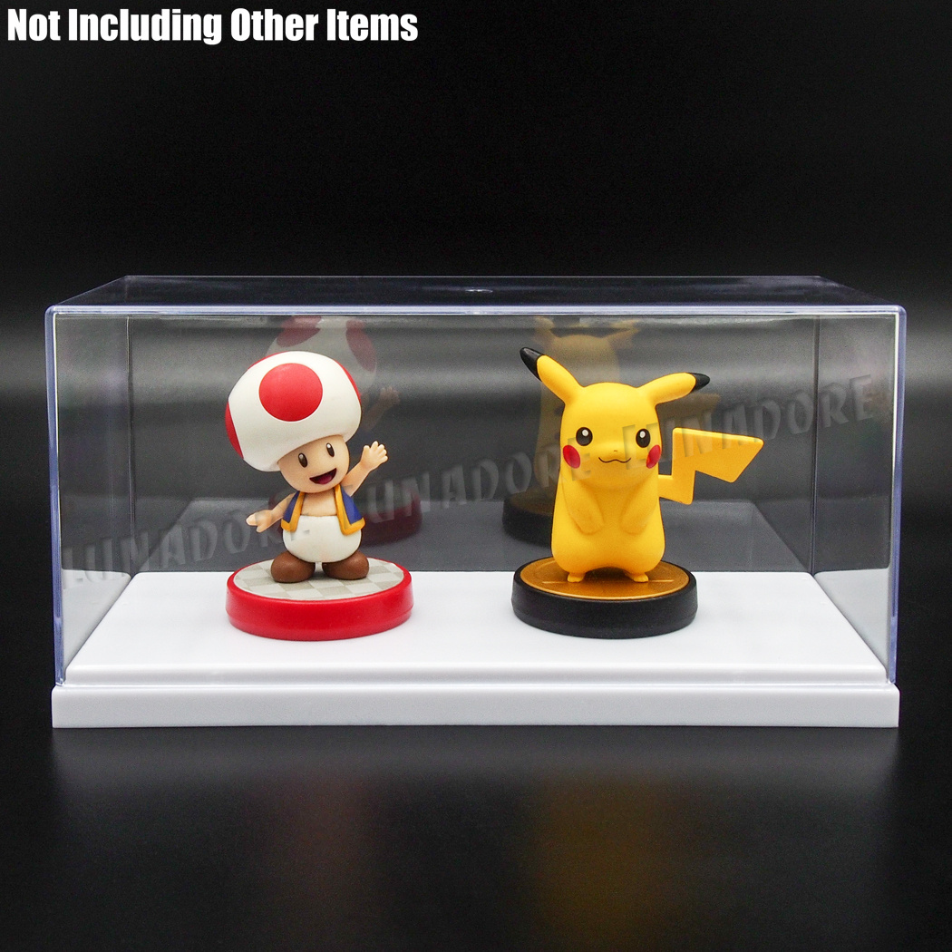 US Clear Acrylic Display Box Case 7.87" L Plastic 2 Step White Tray Dustproof UV