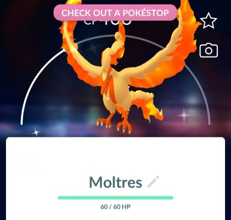 ✨ Shiny Galarian Moltres -  P T C - 80k stardust - Description