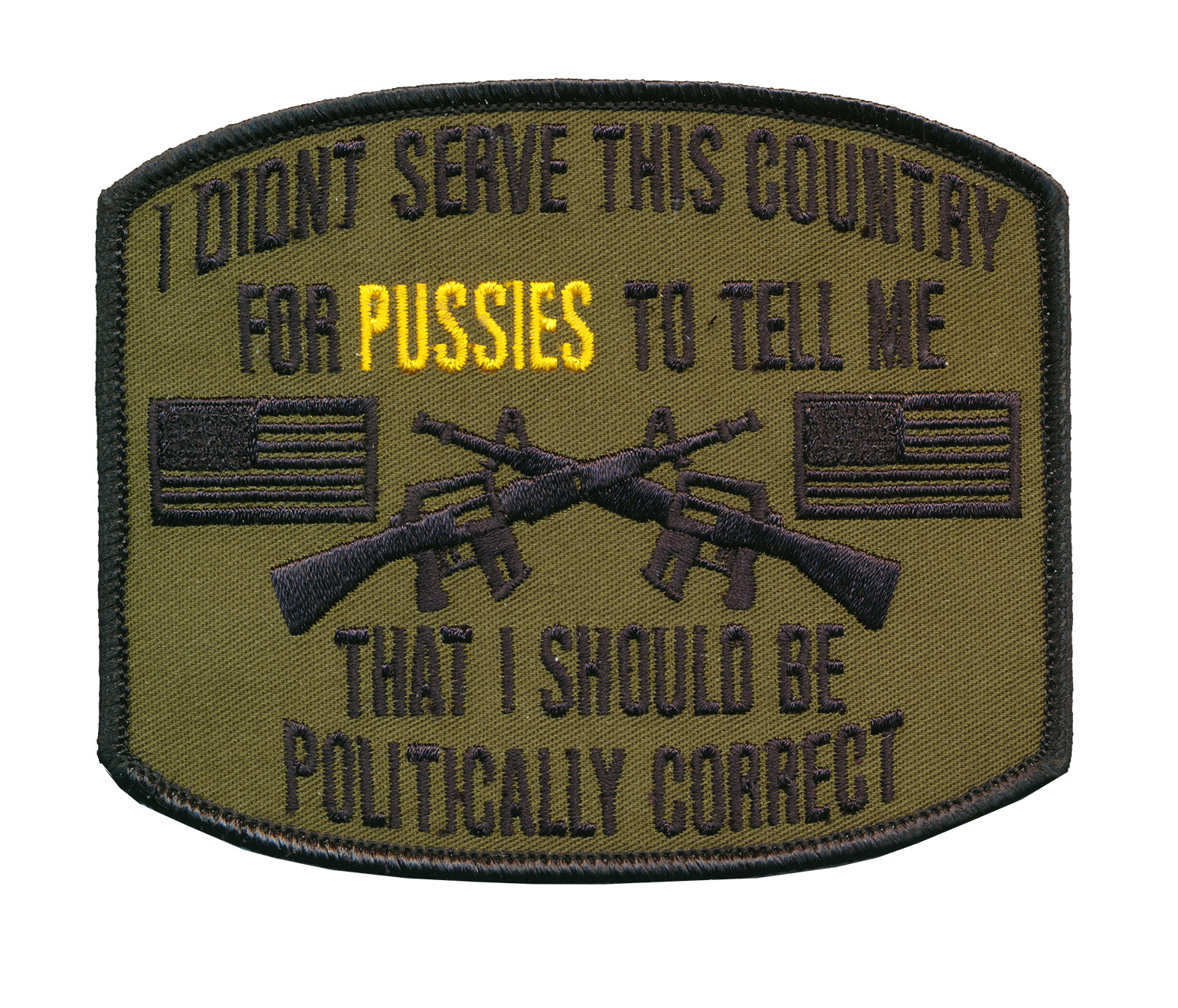 Politically Correct - US Veteran - 4 1/4” X 3 1/2" Embroidered Patch Wax Backed