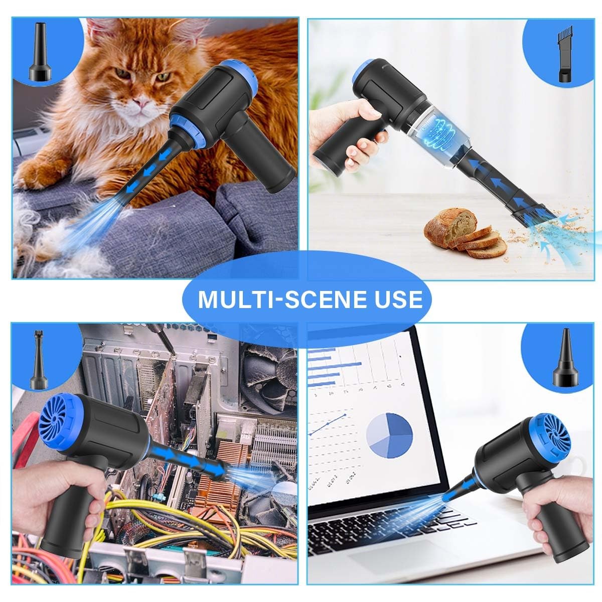 Meudeen Air Duster - Computer Vacuum Cleaner - for Keyboard Cleaning - Blue