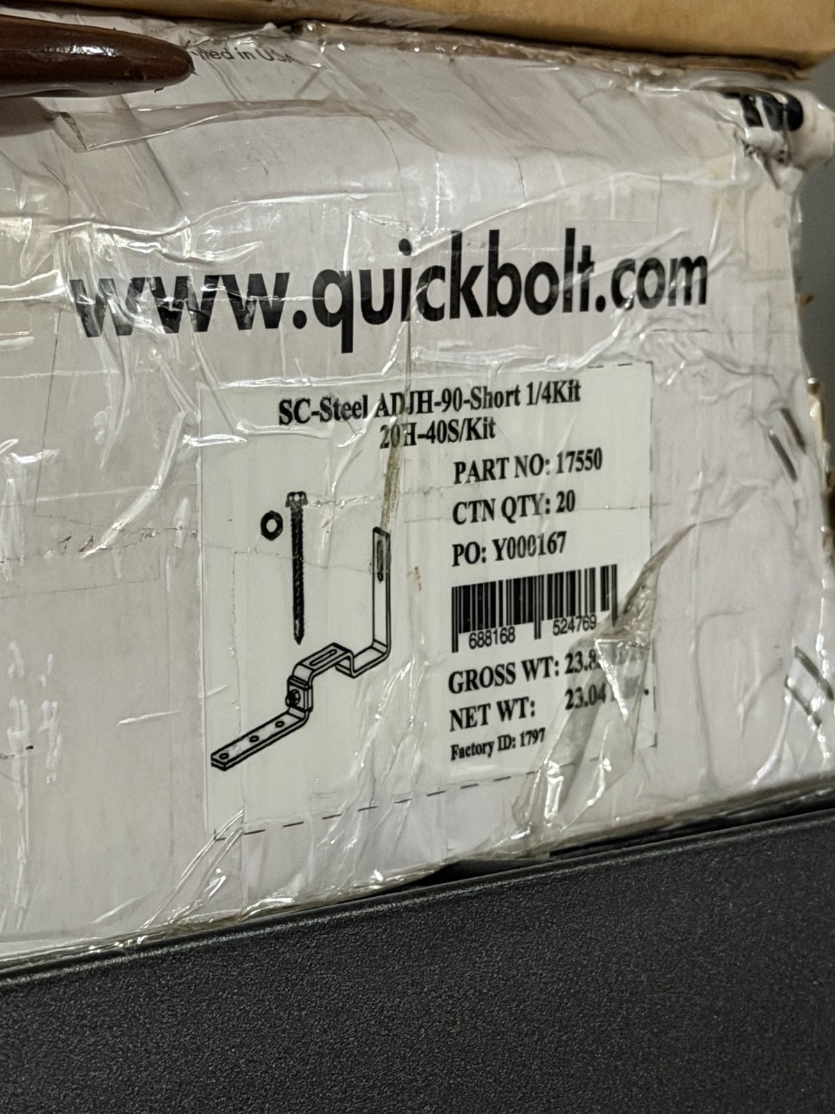 QuickBOLT 17550 90° Stone Coated Steel Roof Hook w/ 18mm Adjustable Height For S