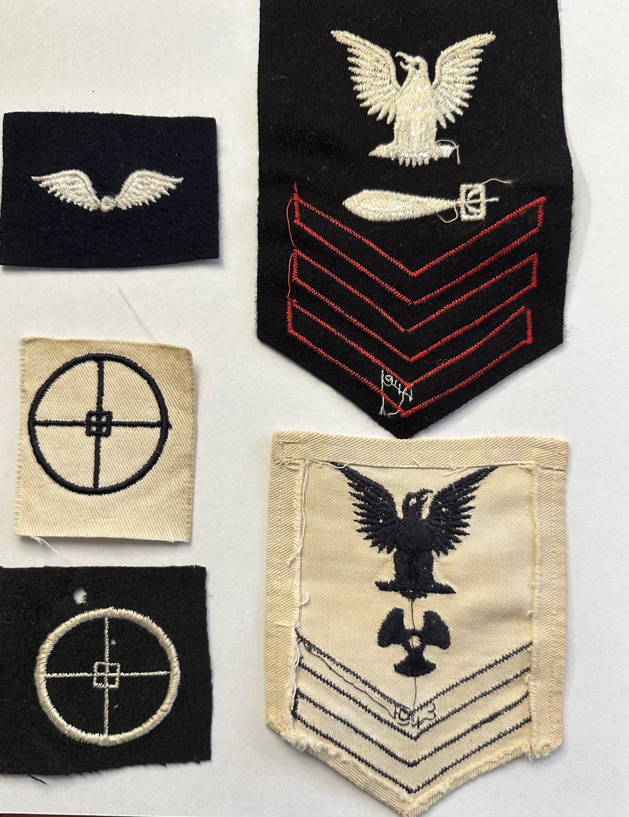 Five WW2 WWII US Navy Ratings PATCHs