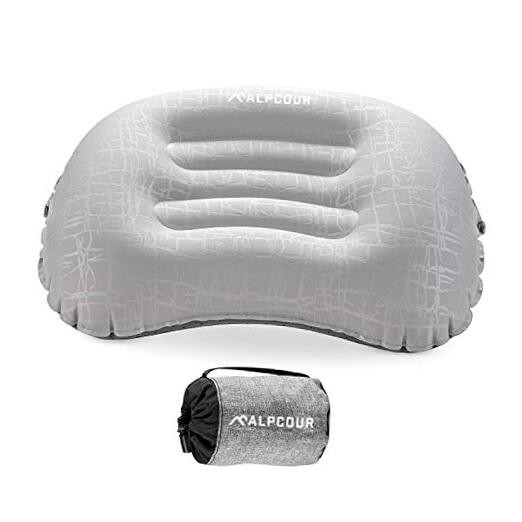 Camping Pillow – Large, Inflatable, Ultralight Sleeping Pillow with Frost Grey