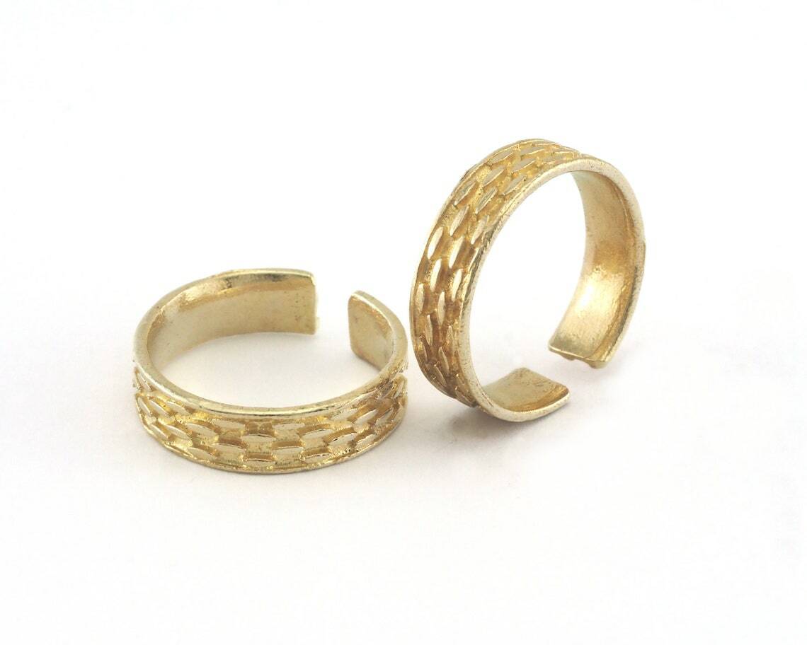 Minimalist Band Ring Textured Adjustable Raw Brass (19mm 9US inner size) 3941