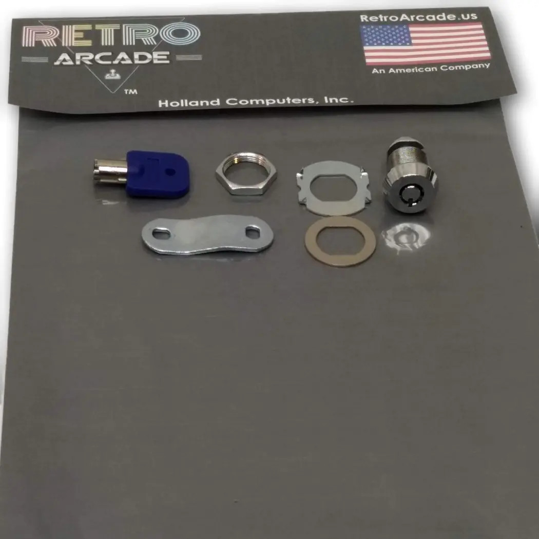 Arcade Pinball coin door Lock, 17mm 3/4 Inch barrel, round key, 1 lock and 1 key