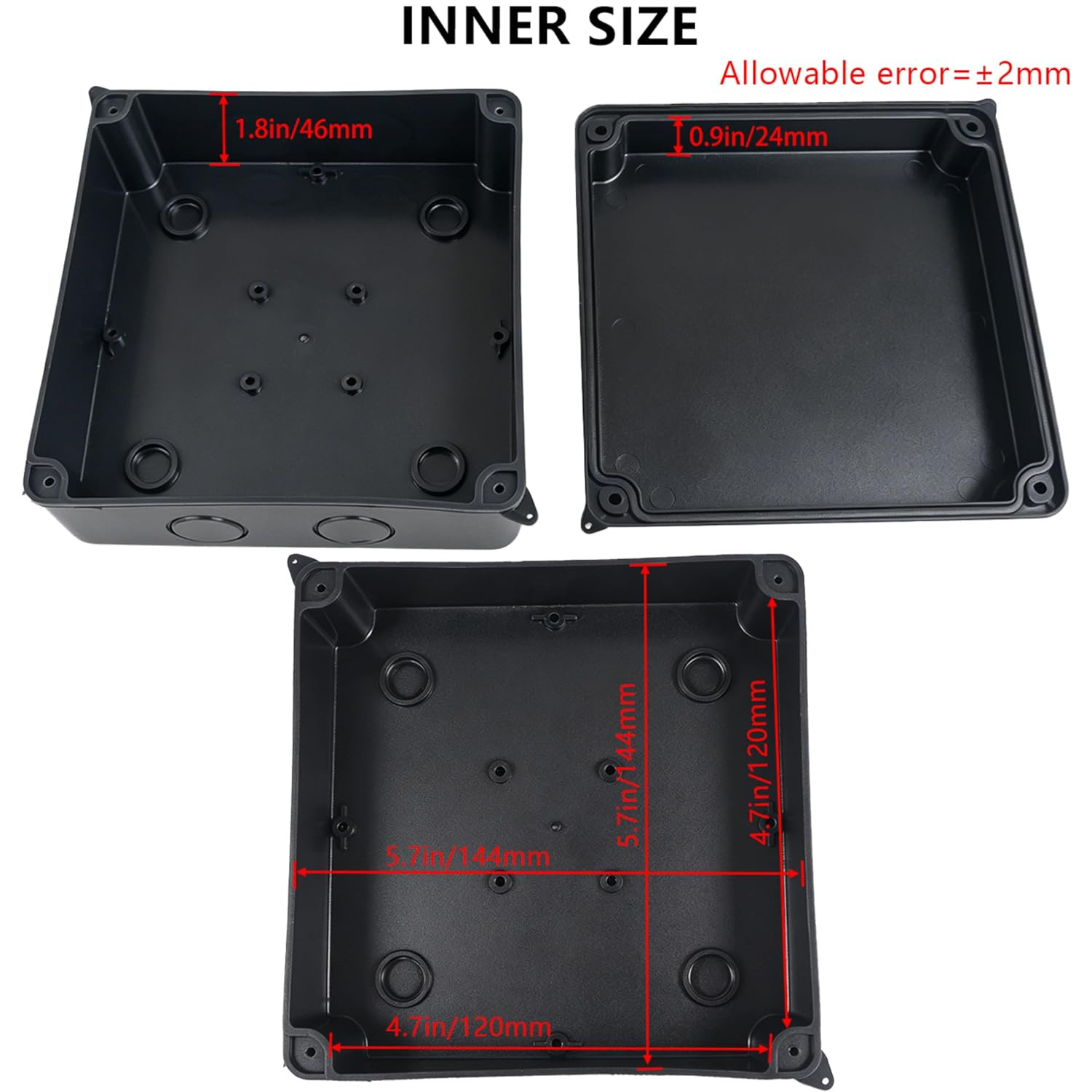 Junction Box, IP65 Waterproof Dustproof Electrical Box ABS Project Case with 2 M