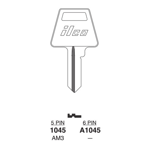 Kaba Ilco 1045-Am3 Key Blank,Brass,Type Am3,5 Pin, Lot of 5