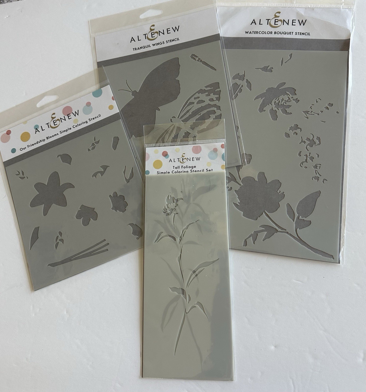 Altenew 4 Sets of Assorted Simple Coloring Stencil Sets- Floral NEW!