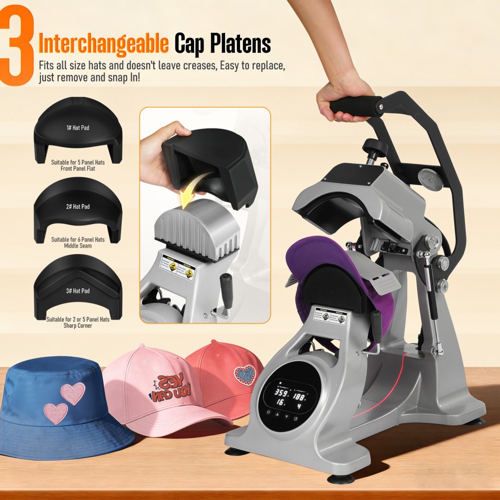 Automatic Double Heater Hat Cap Heat Press Machine w/ Auto Open Laser Alignment
