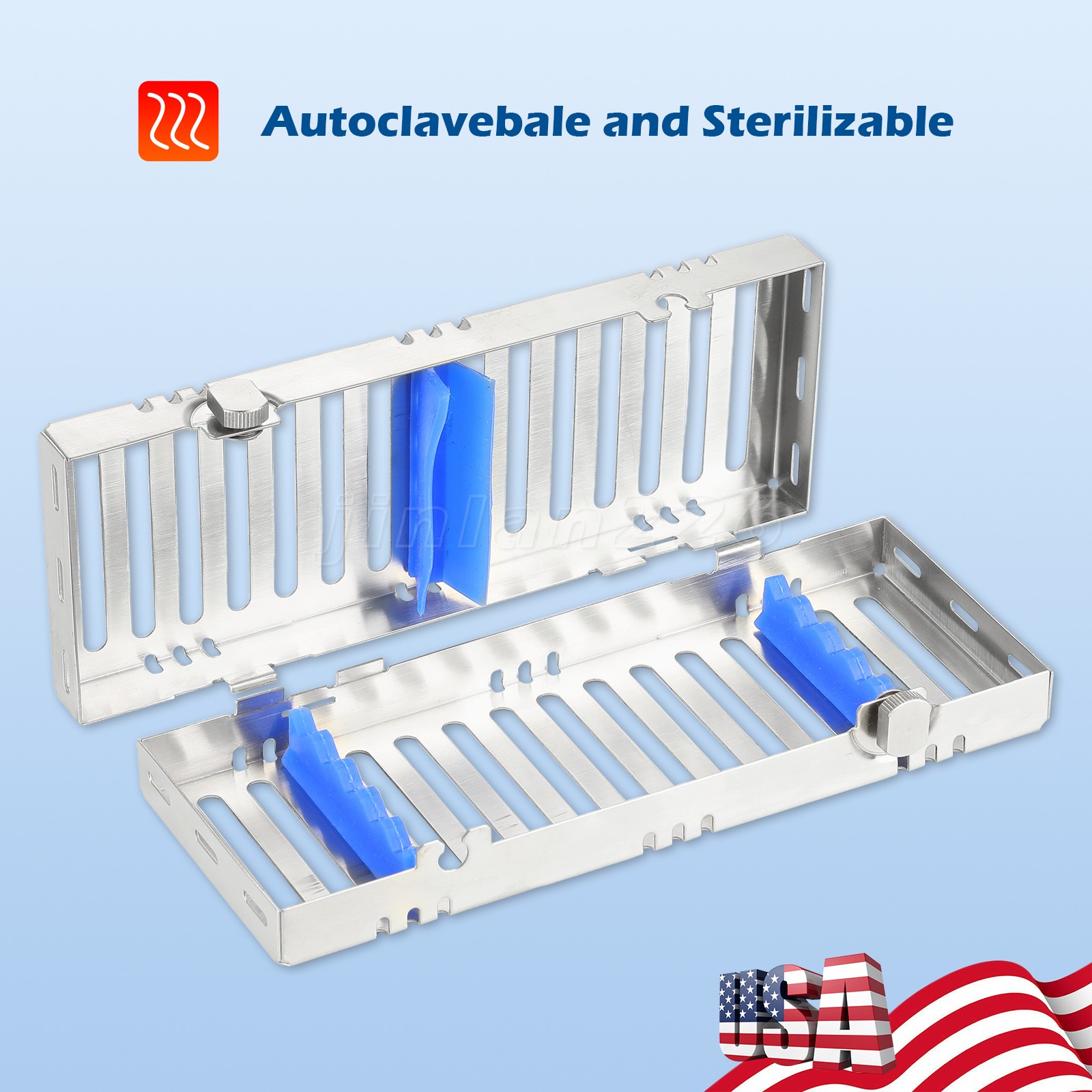 Stainless Sterilization Cassette Rack Box For 5 Surgical Dental Instruments