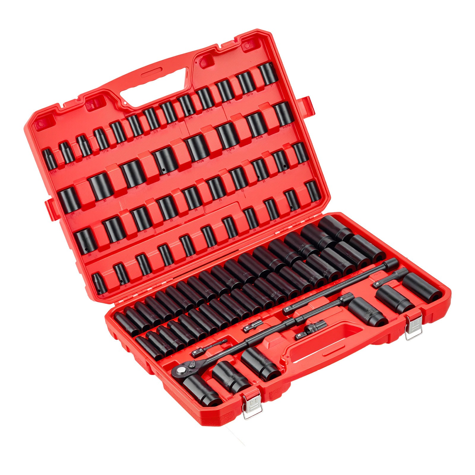 1/2 in Drive Impact Socket Set, 91 Piece, 6 Point Deep & Shallow Impact Sockets