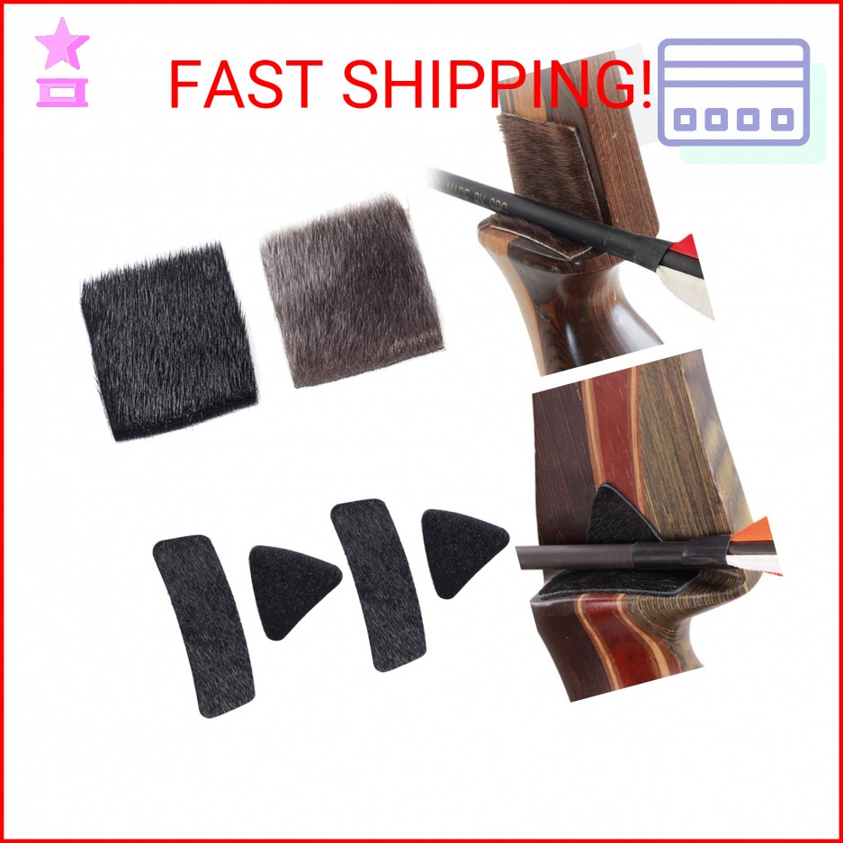 SPG Archery Hair Arrow Rest - 4 Packs All-Natural Fur Adhesive Shelf Rests Leath