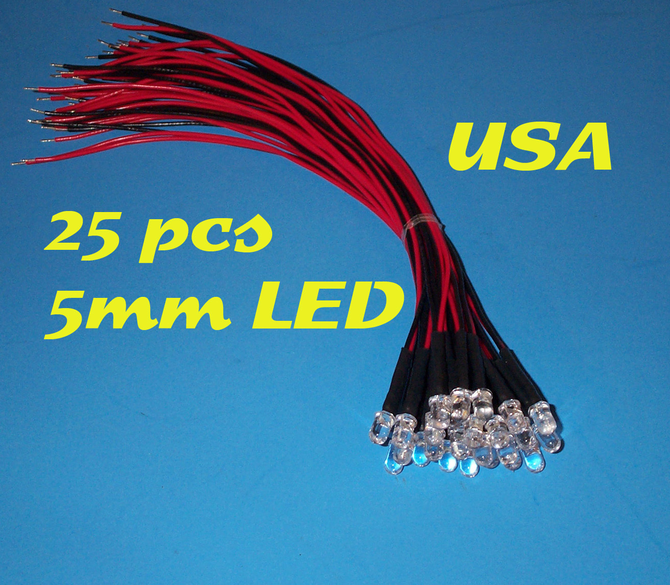 25 pcs  LED - 5mm PRE WIRED LEDS 12 VOLT ~ GREEN ~ 12V PREWIRED