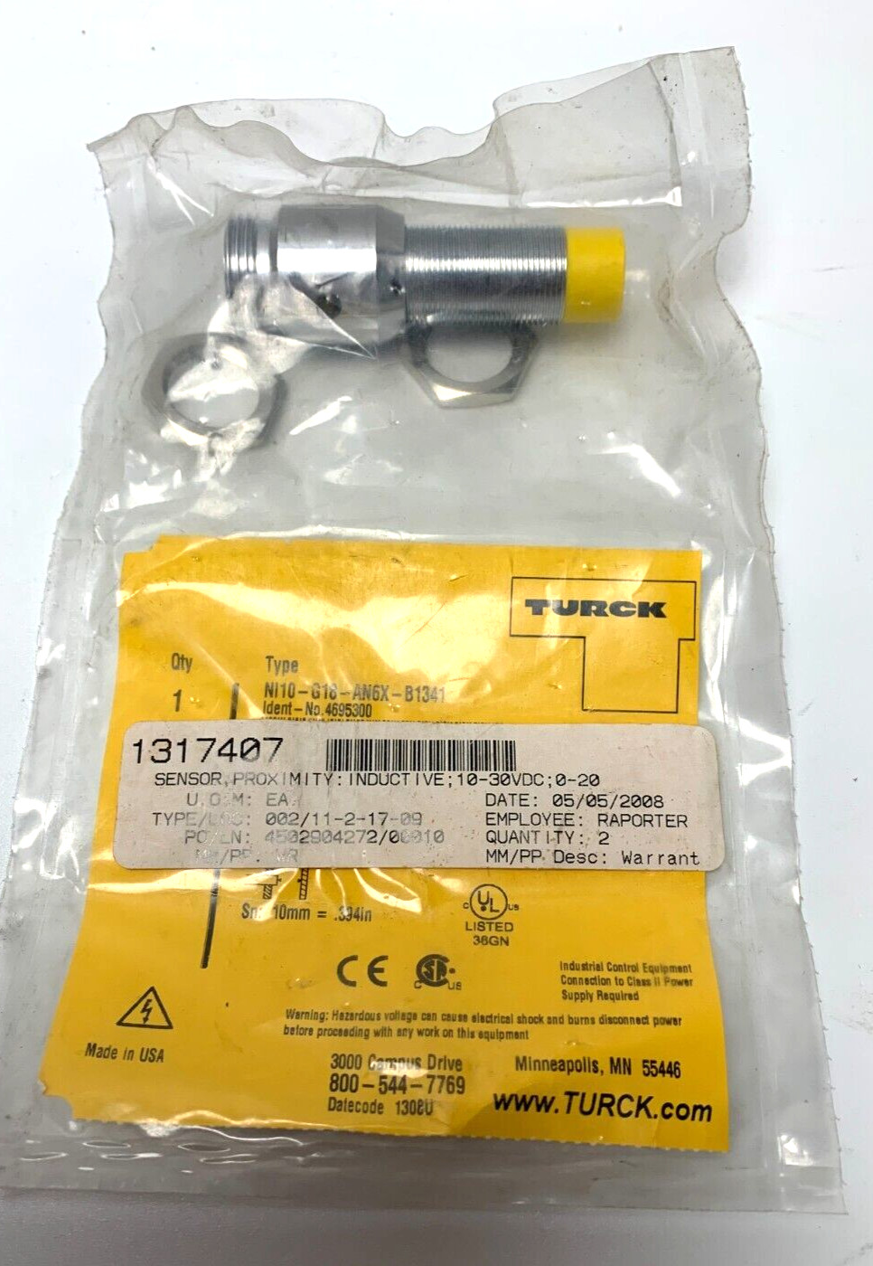 NEW! TURCK, NI10-G18-AN6X-B1341 - INDUCTIVE SENSOR