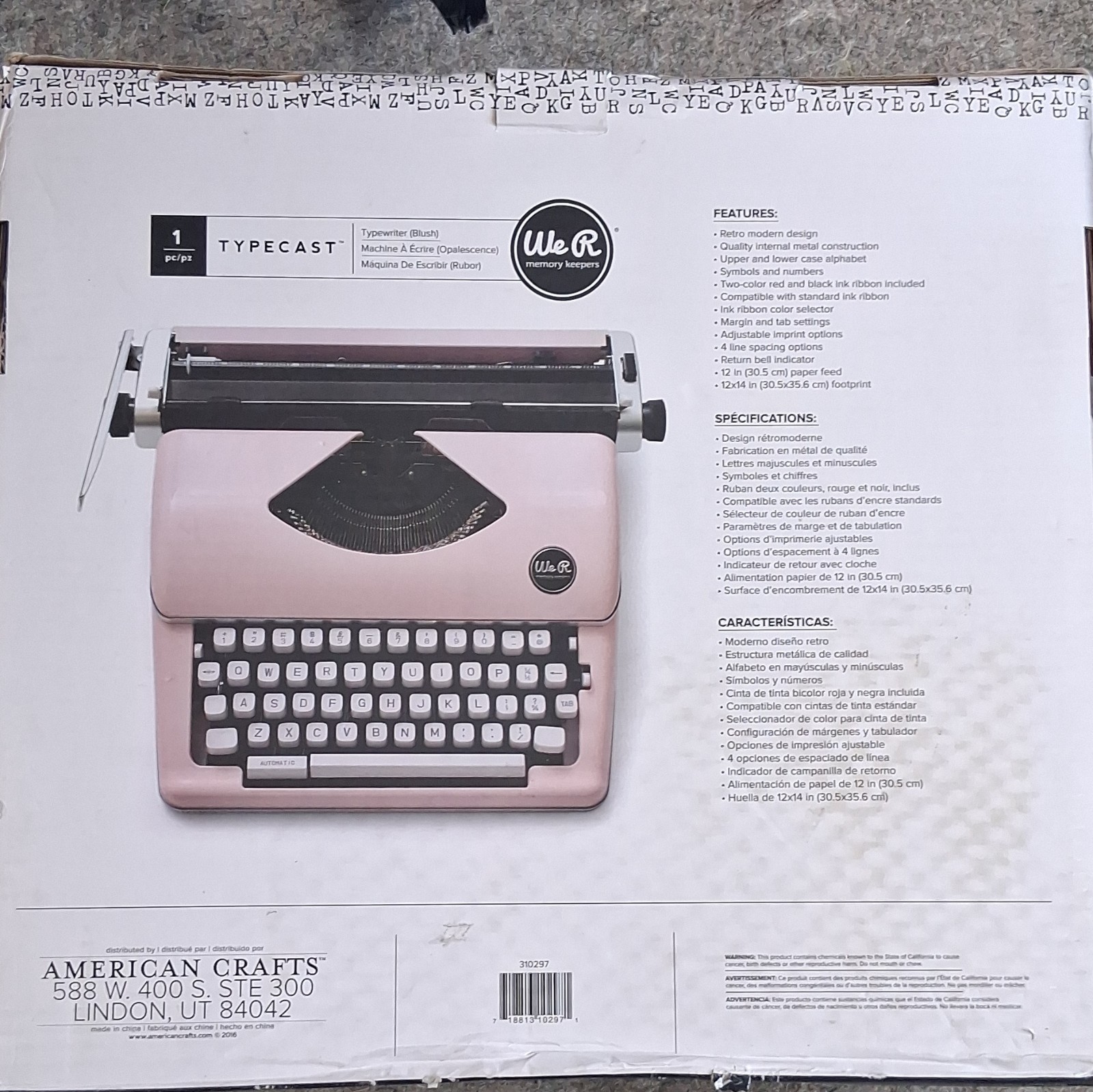 We R Memory Keepers Typecast Model Typewriter Blush Pink MPN 310297