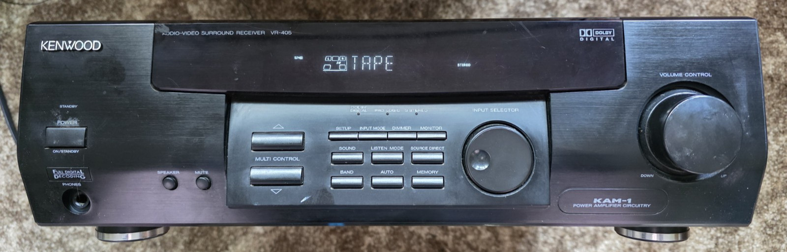 Kenwood VR-405 5.1 AV Receiver Dolby Digital Audio Tested No Remote