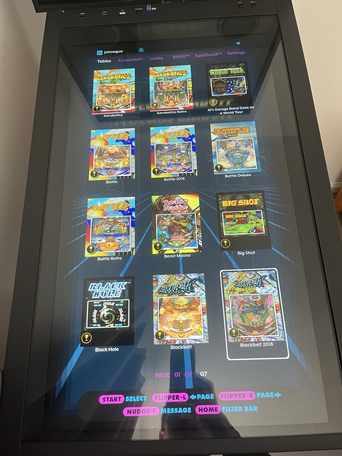 atgames legends pinball HD with 84 tables installed