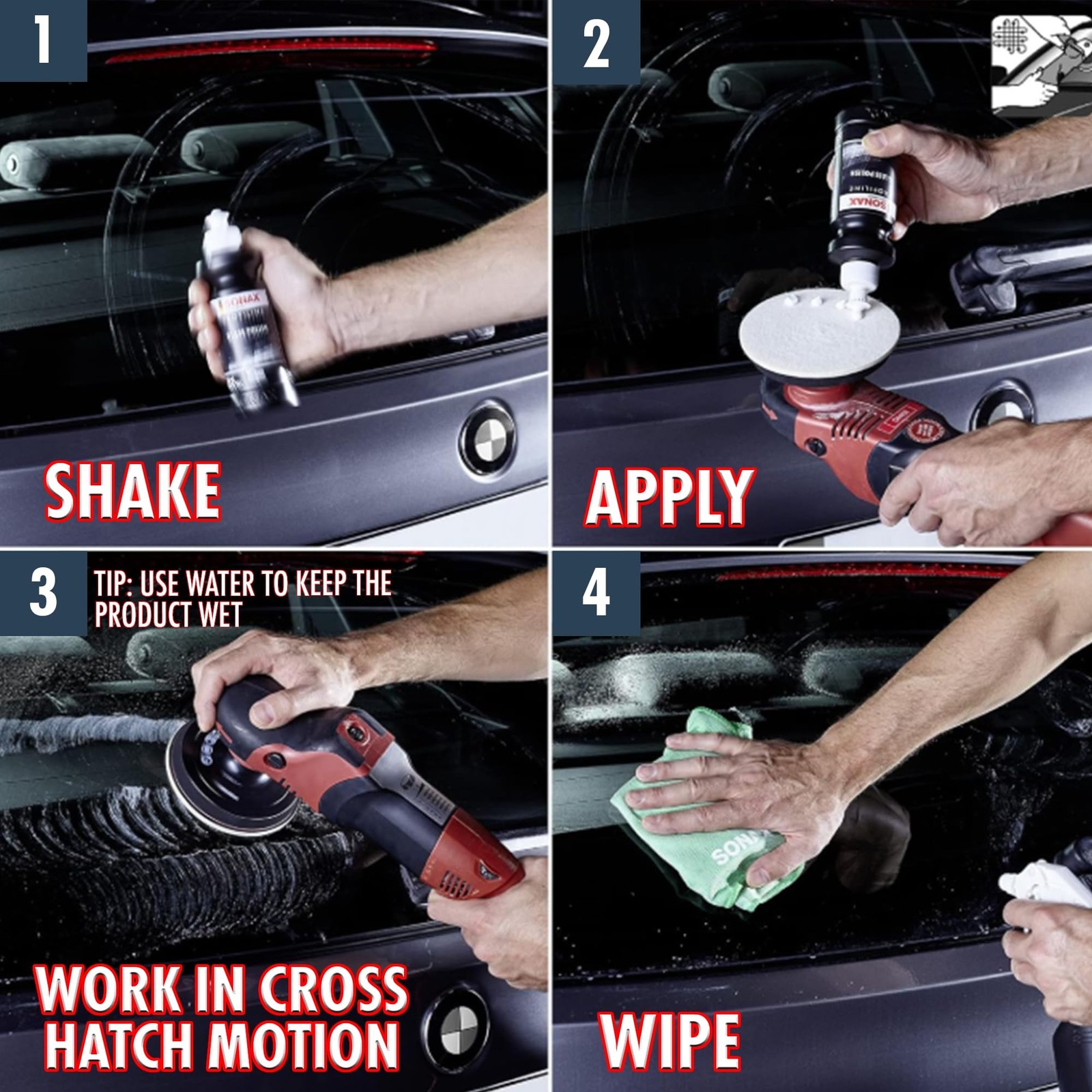 SONAX PROFILINE GlassPolish (250 ml) - removes slight scratches, blinding and...