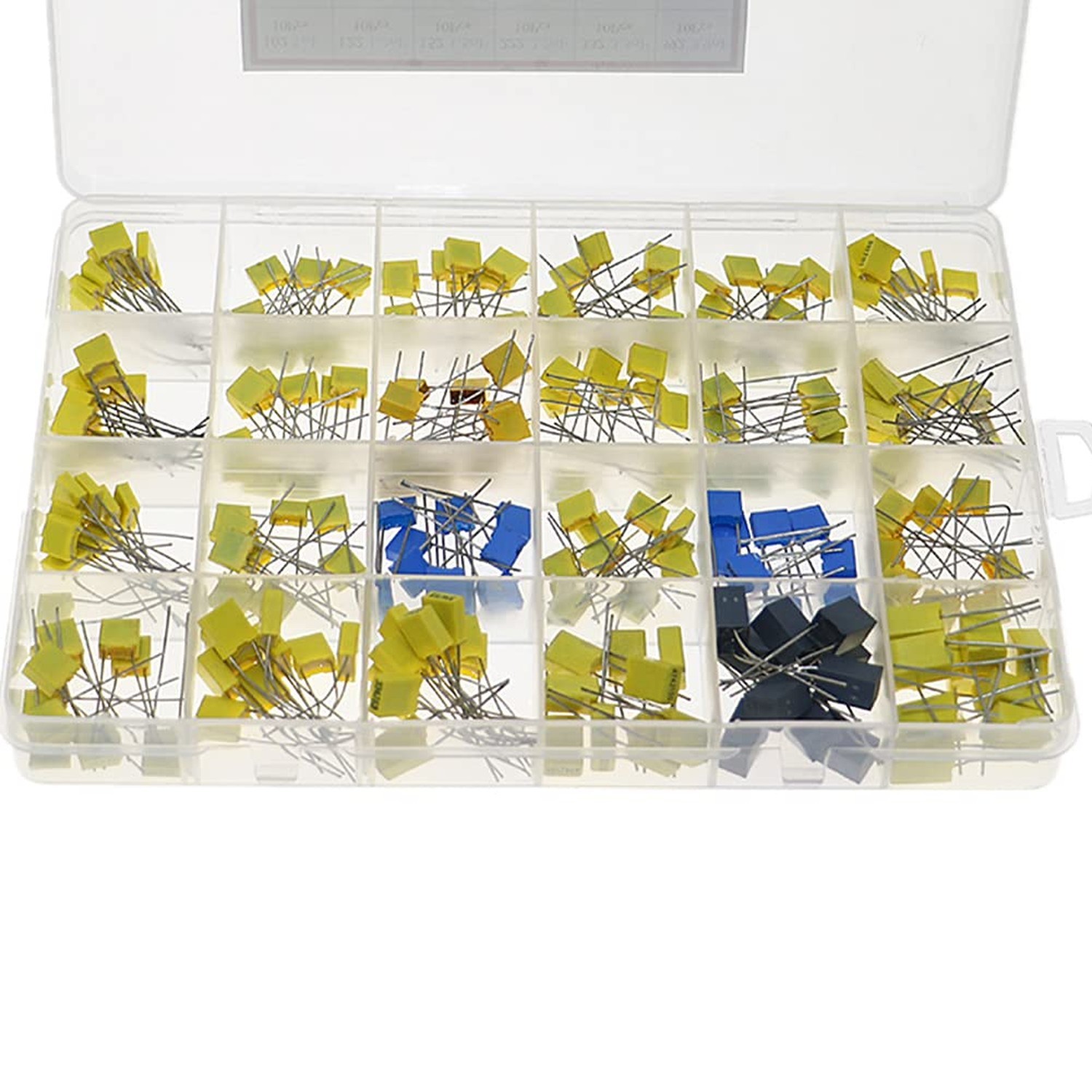 240PCS Film Box Capacitor Assortment Kit, 24 Values Metallized Polyester 1nF ...