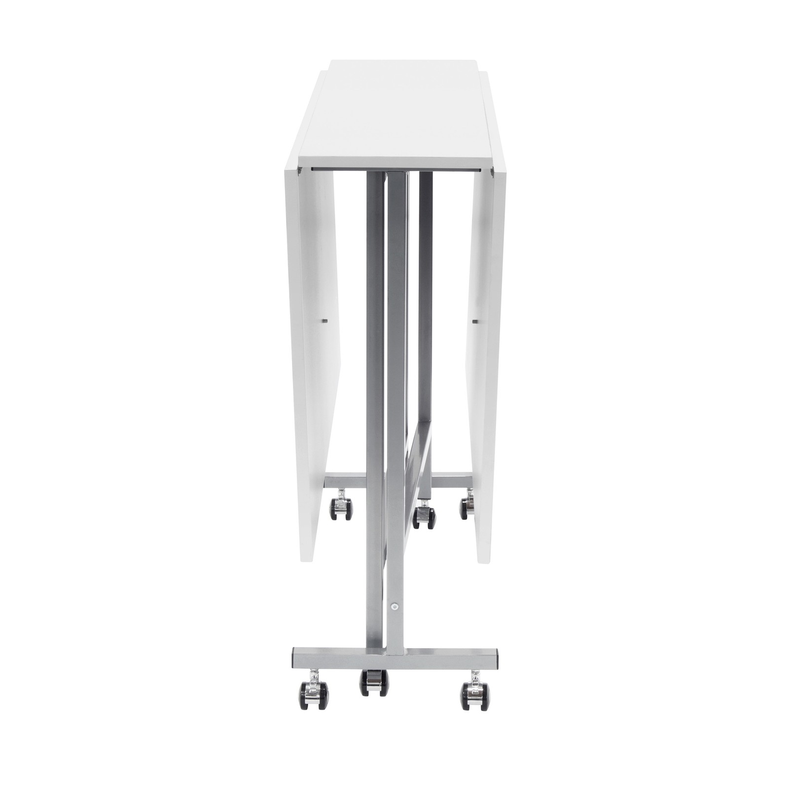Sew Ready Folding Craft and Cutting Standing Table with Wheels, Silver/White