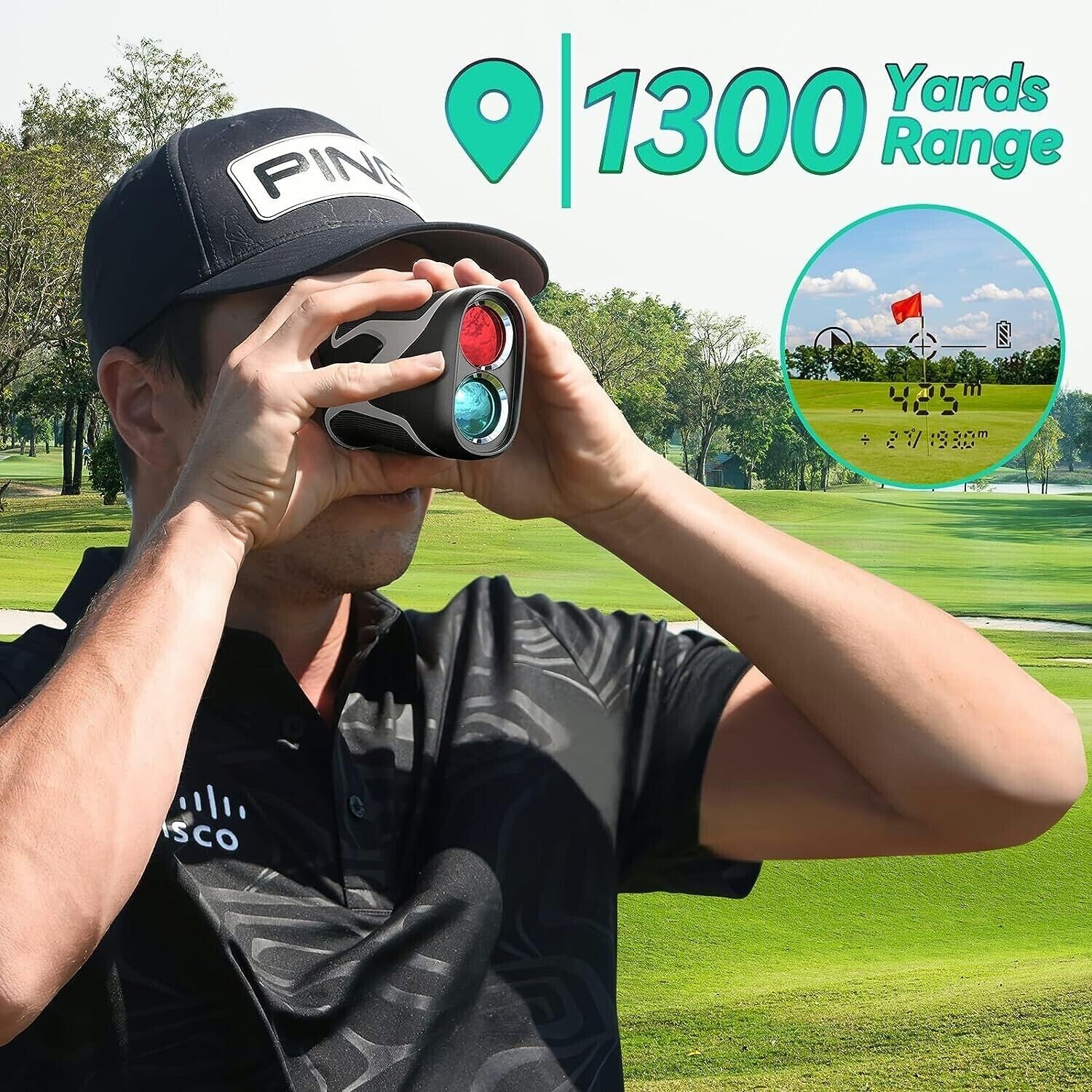 1300 Yard Golf Rangefinder with Slope,USB C Recharging Range Finder Golfing