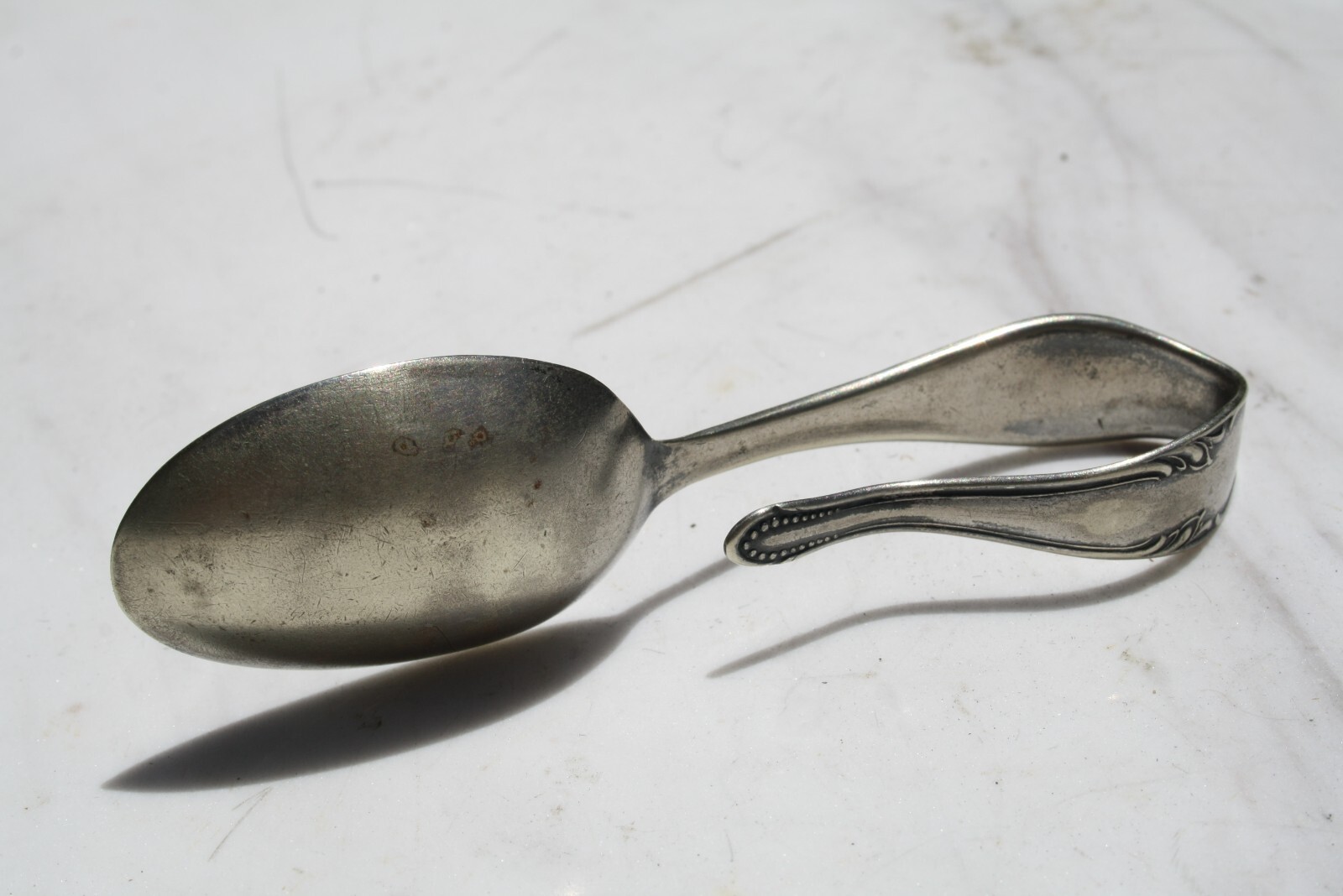 Antique Silver Plate BABY Handle LOOP BABY SPOON