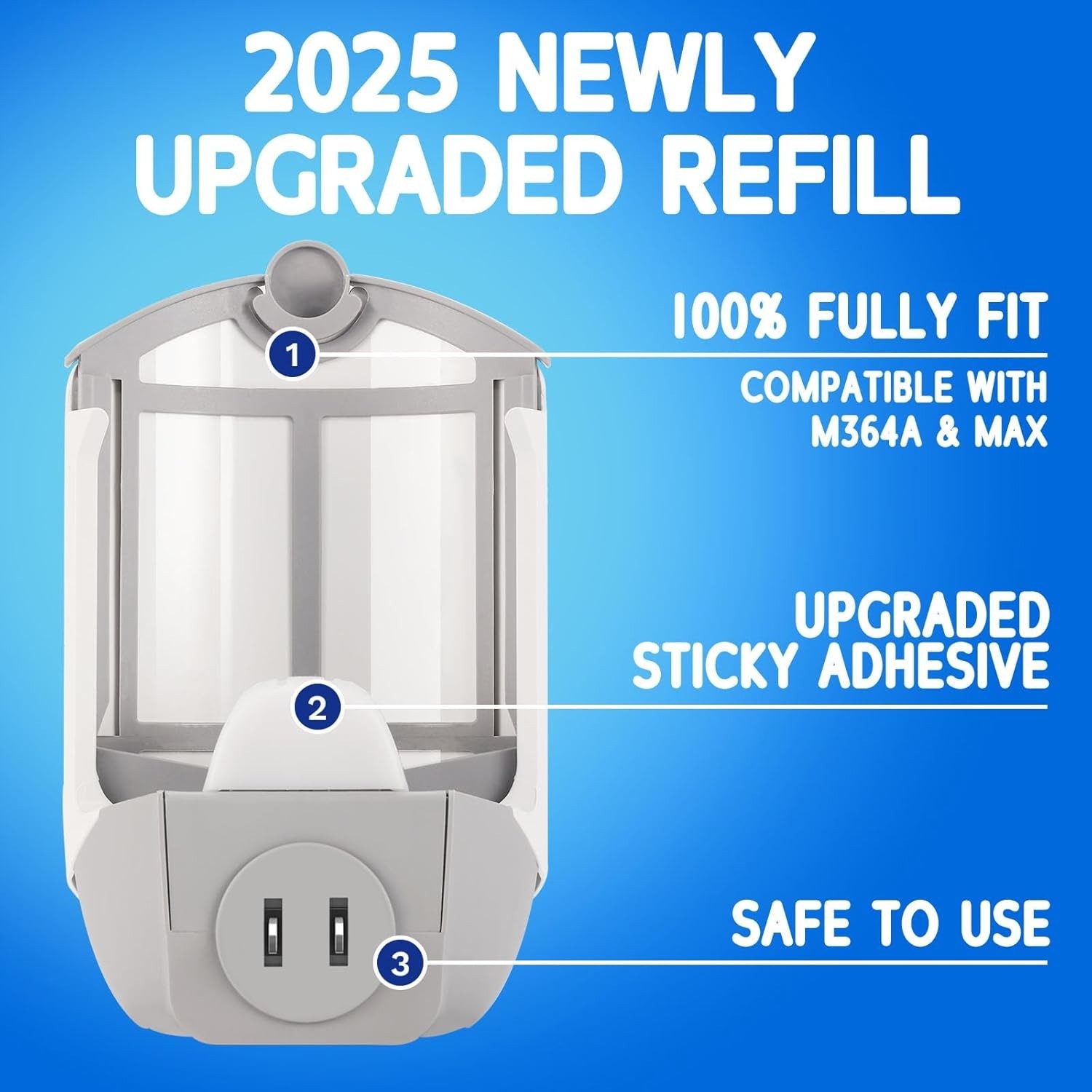 Refill Cartridge Compatible with Zevo Plug-in Light M364 M364A and Max, 8 Pack