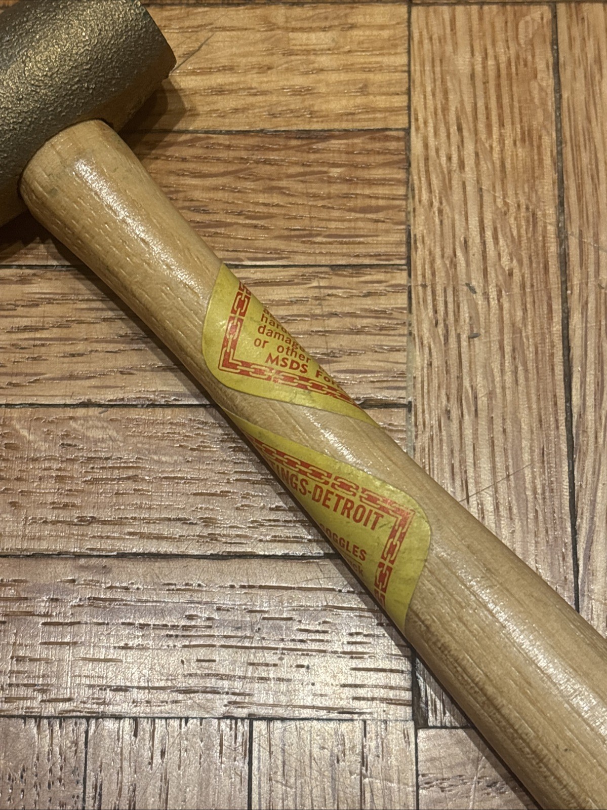 Hackett Brass Head Hammer - 2” Head Length - 10” Hickory Wood Handle