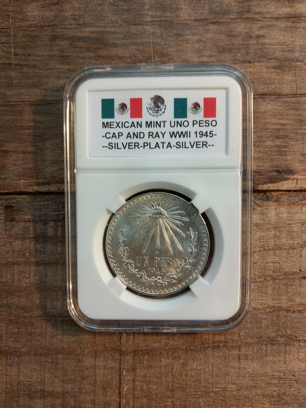 silver mexican high grade 1945 wwll issue un peso high silver content au-unc