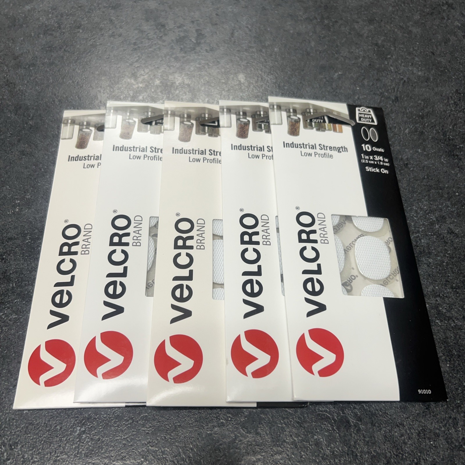 Lot of 5: VELCRO Brand Industrial Strength Ovals 1"x.75" 10/Pkg-White #91010