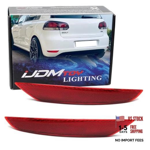 OE-Spec Red Lens Rear Bumper Reflector Replacements Compatible With