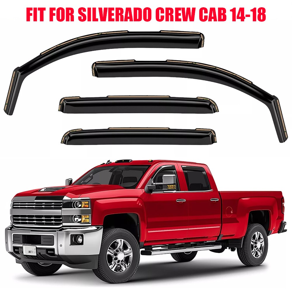 Durable Rain Guards Vent Visors Shade For 2014-2018 Chevrolet Silverado Crew Cab