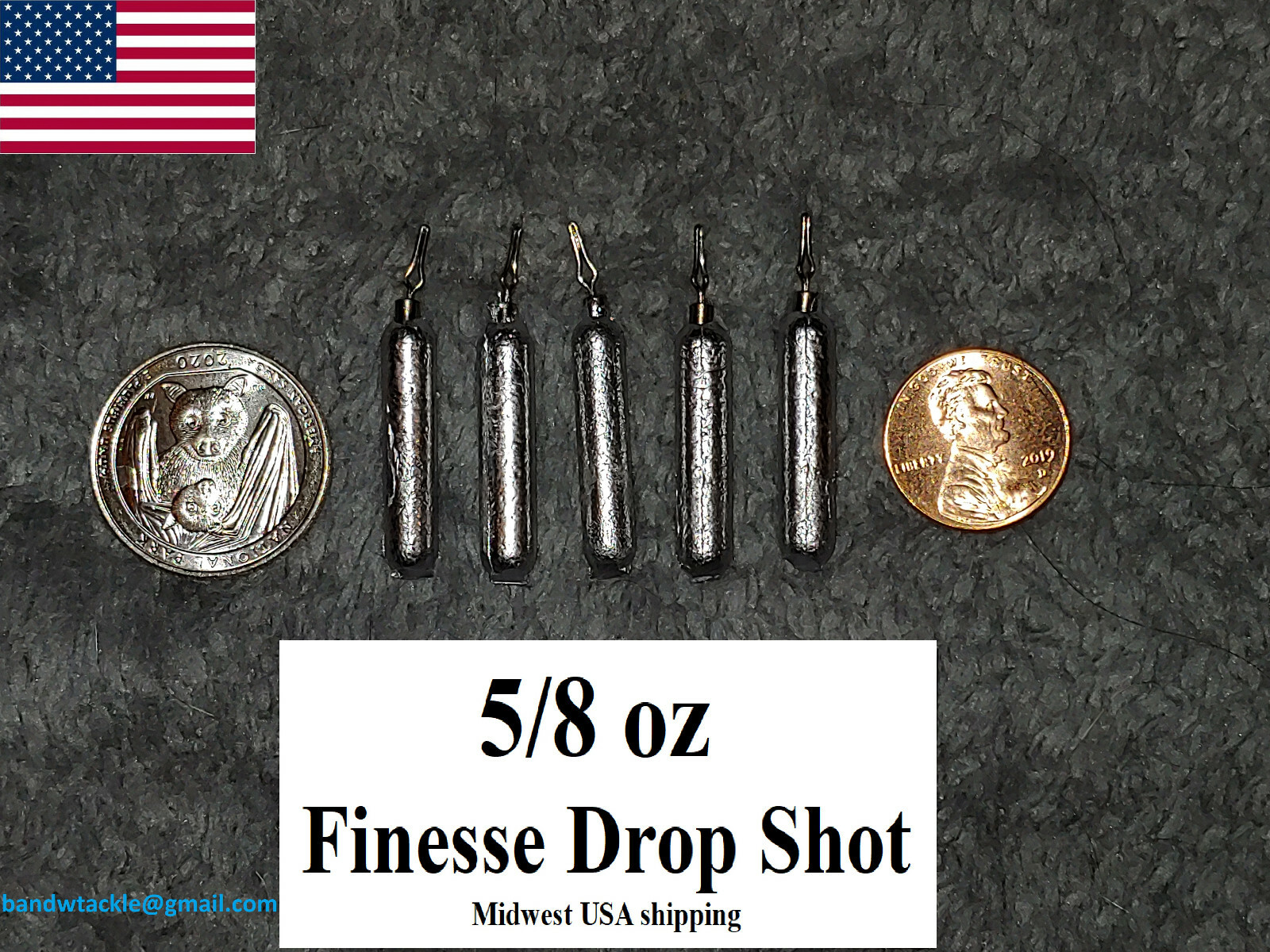 10 Finesse Drop Shot Weights Sinkers 5/8 oz with black line grip swivels